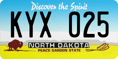 ND license plate KYX025