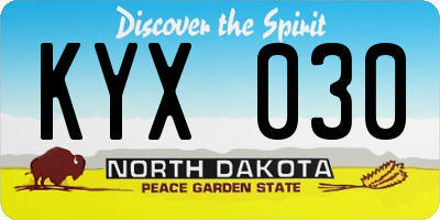 ND license plate KYX030