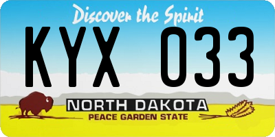 ND license plate KYX033