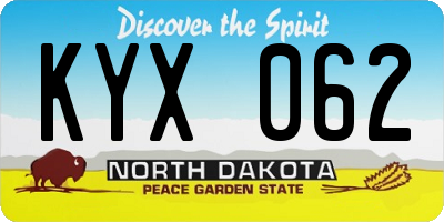 ND license plate KYX062