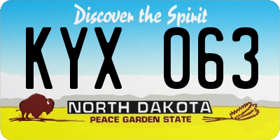 ND license plate KYX063