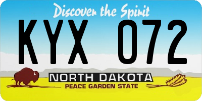 ND license plate KYX072