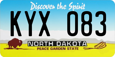 ND license plate KYX083