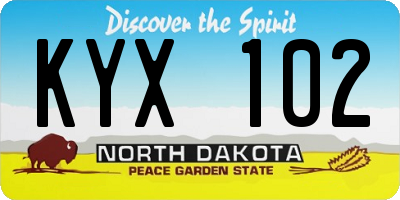 ND license plate KYX102