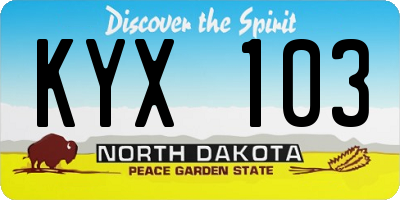 ND license plate KYX103