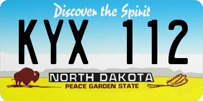 ND license plate KYX112