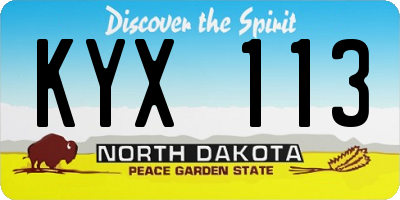 ND license plate KYX113