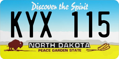 ND license plate KYX115