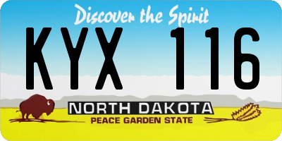 ND license plate KYX116