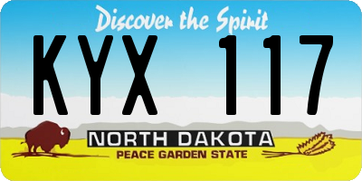 ND license plate KYX117