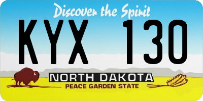 ND license plate KYX130