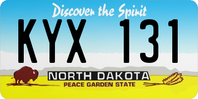 ND license plate KYX131