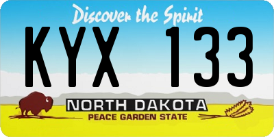 ND license plate KYX133