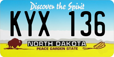 ND license plate KYX136