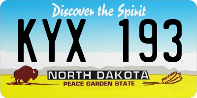 ND license plate KYX193