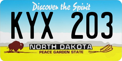 ND license plate KYX203