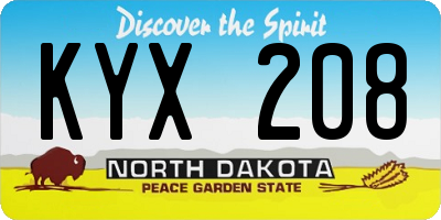 ND license plate KYX208