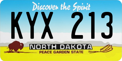 ND license plate KYX213