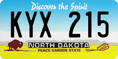 ND license plate KYX215