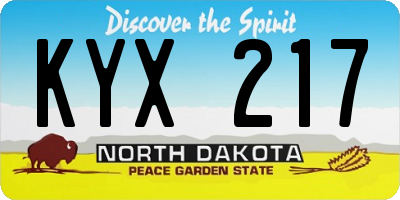 ND license plate KYX217