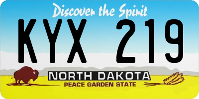 ND license plate KYX219