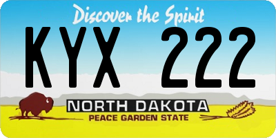 ND license plate KYX222