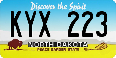 ND license plate KYX223