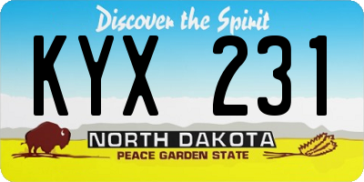 ND license plate KYX231