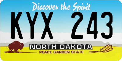 ND license plate KYX243