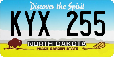 ND license plate KYX255