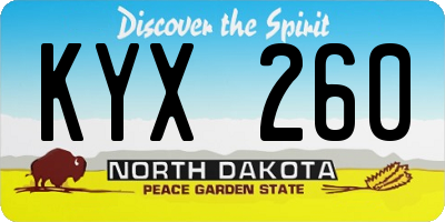 ND license plate KYX260