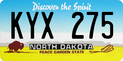 ND license plate KYX275