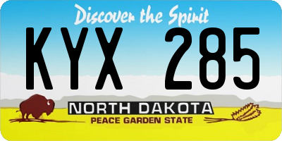 ND license plate KYX285