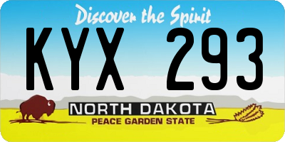 ND license plate KYX293