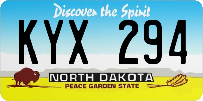 ND license plate KYX294