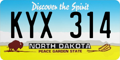 ND license plate KYX314