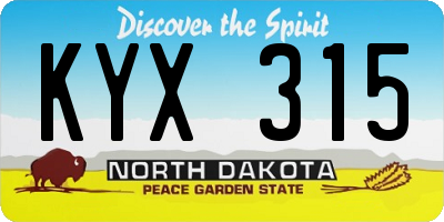 ND license plate KYX315