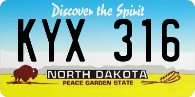 ND license plate KYX316