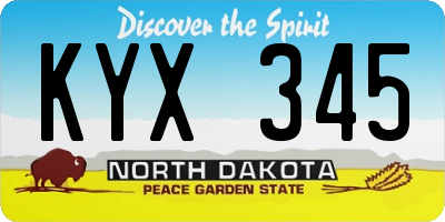 ND license plate KYX345