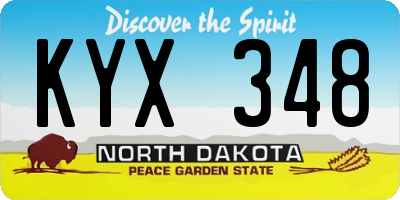 ND license plate KYX348