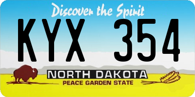 ND license plate KYX354