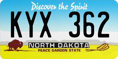 ND license plate KYX362