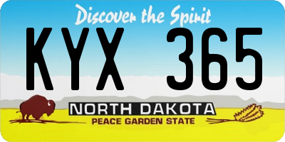 ND license plate KYX365