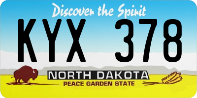 ND license plate KYX378