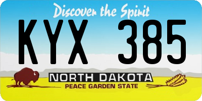 ND license plate KYX385