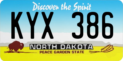 ND license plate KYX386