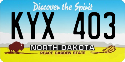 ND license plate KYX403