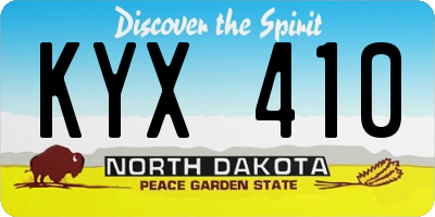 ND license plate KYX410