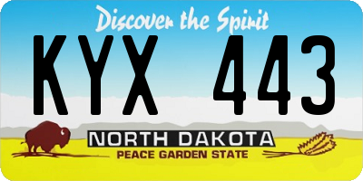 ND license plate KYX443