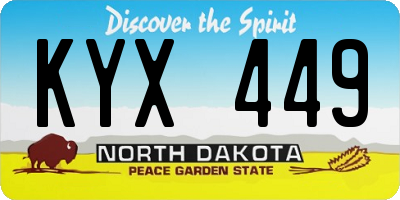 ND license plate KYX449
